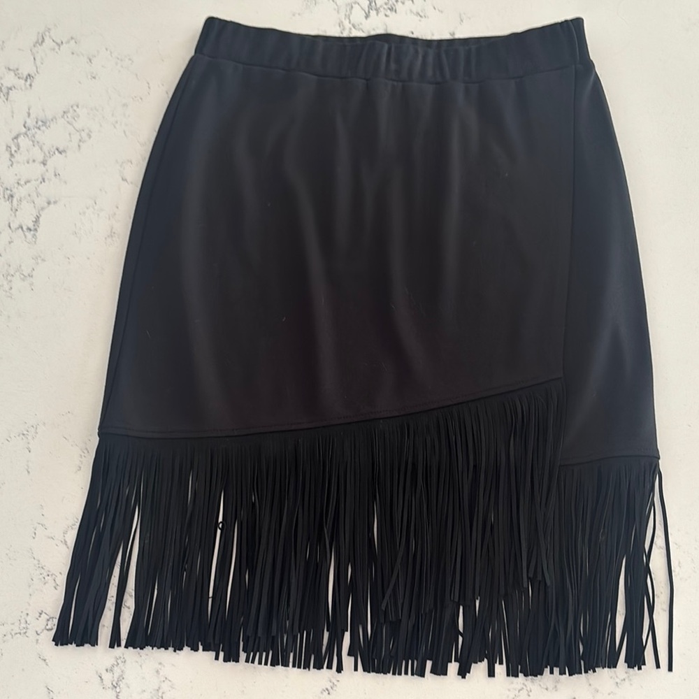 Ella Moss Black Fringe Skirt S